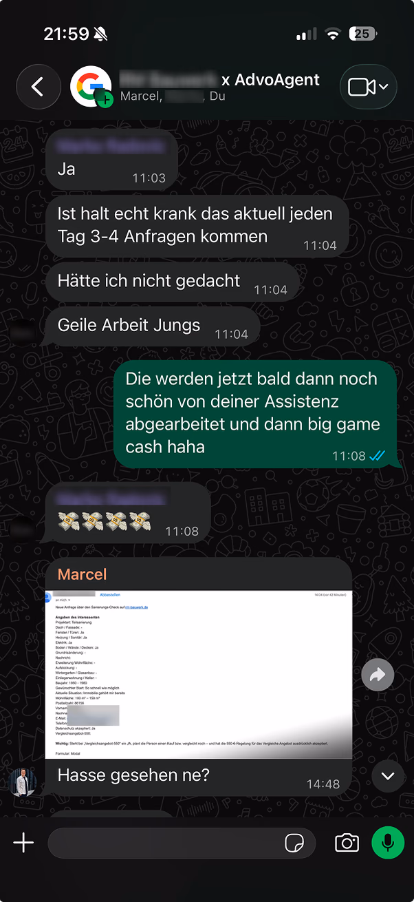 WhatsApp-Rückmeldung: Jeden Tag kommen drei bis vier Anfragen.